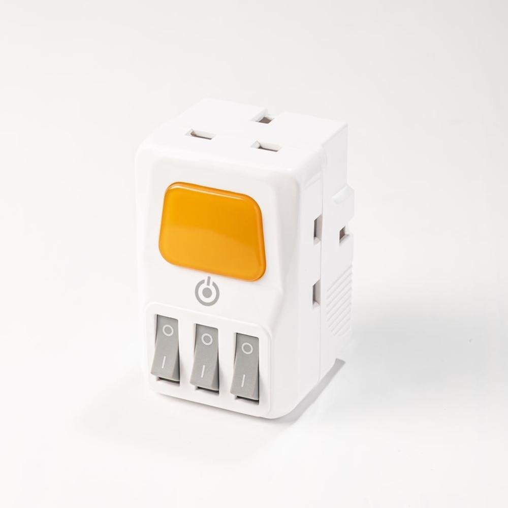 3 individual switch controlled three UK plugs multi plugs 13 A adapter with CB certificate