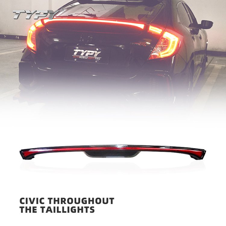 Car Rear Spoiler Lamp Accessory Part Plug and Play Tail Lamp Tail Light for Civic Hatchback