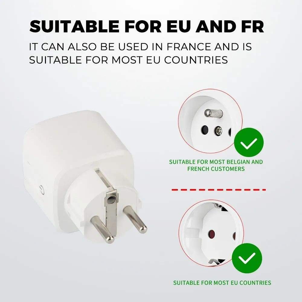 Tuya EU 220V 20A 16A Wireless Remote Voice Control Power Monitor WIFI Smart power socket plug For Alexa Google Home