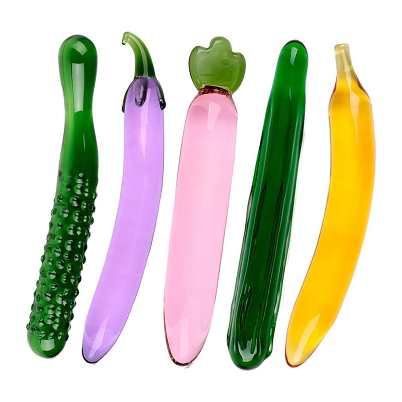 Waterproof Erotic Cucumber Transparent Glass Dildos Artificial Penis Fruit Shaped Big Glass Anal Butt Plug Sex Toy for Men Women