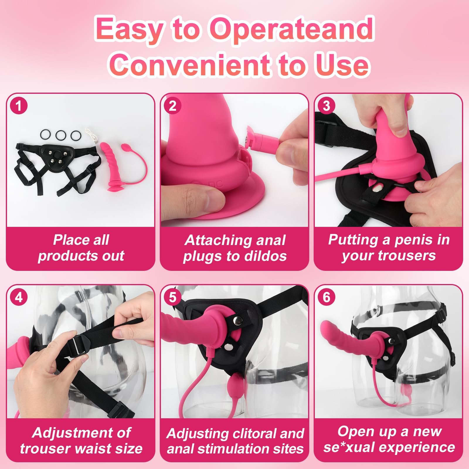 Lesbian Sex Toys with Belt Bondage Harness Anal Plug for Lesbian Strap on Wearabele Dildo Vibrator for Women