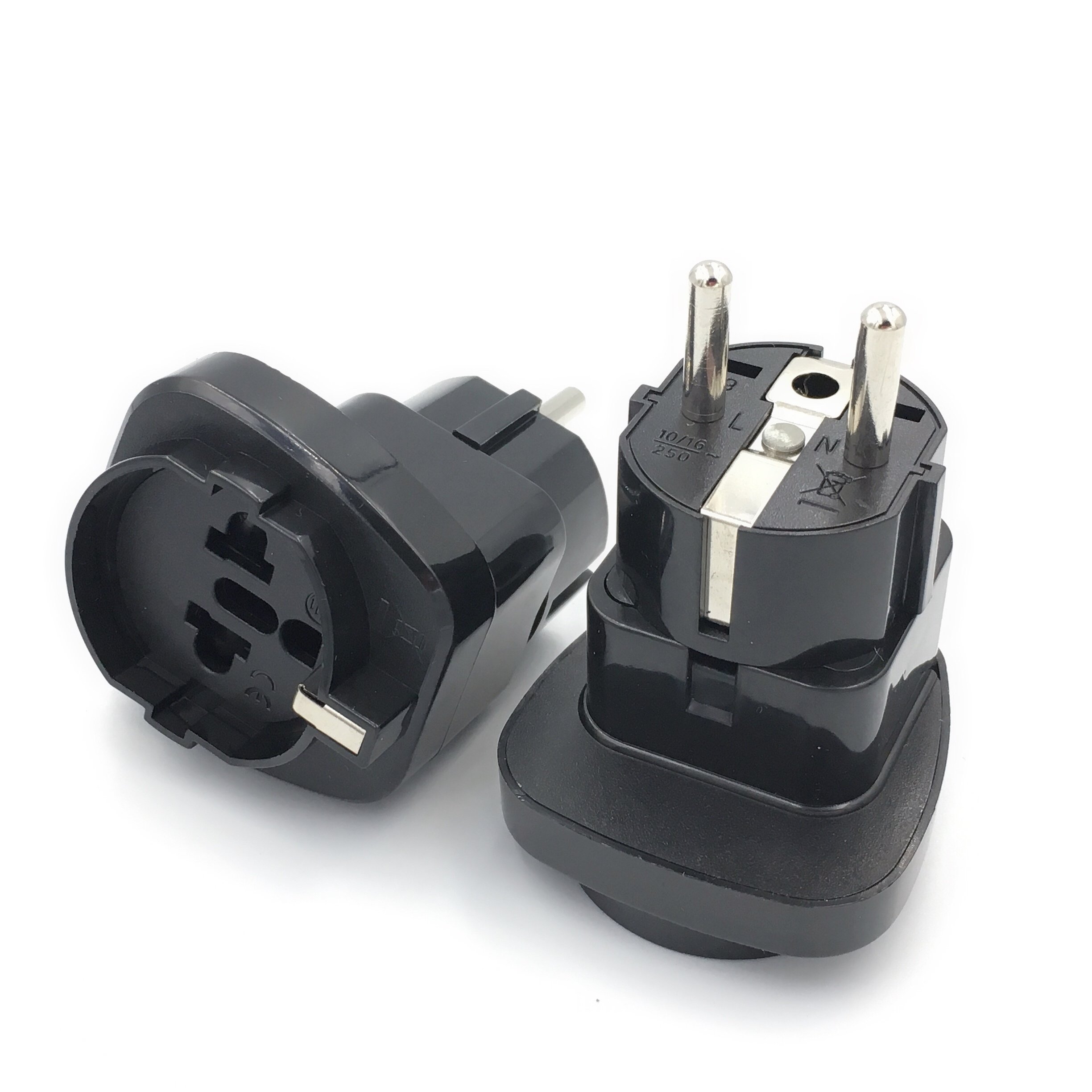 universal to EU plug adapter schuko 16A 250V Type F round 2 pins conversion plug US America adapter for European France Greece