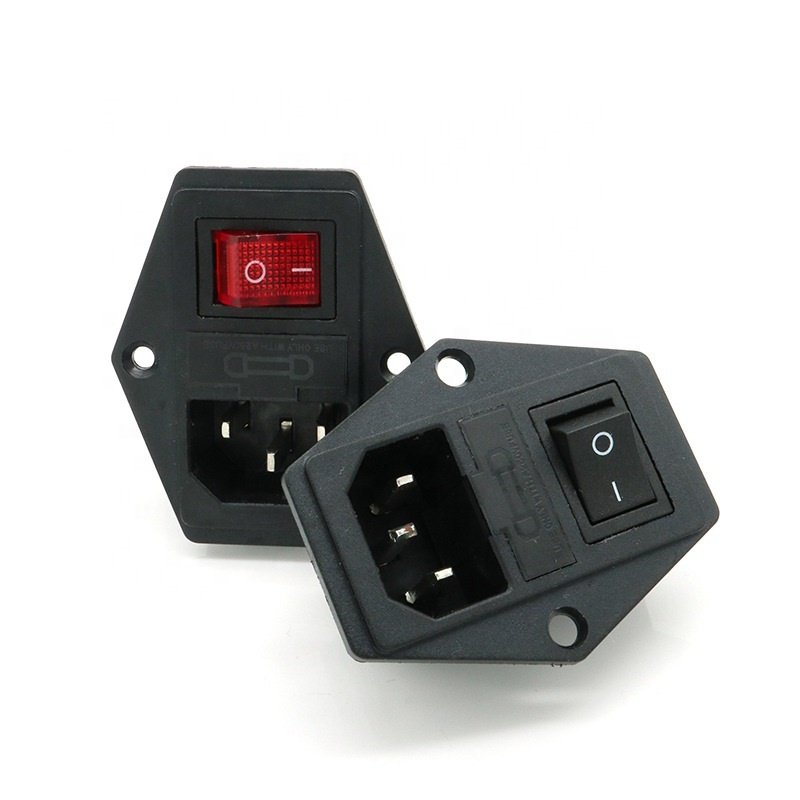 AC Inlet Male Plug Power Socket With Fuse Switch C13 C14 male socket panel ac dc socket
