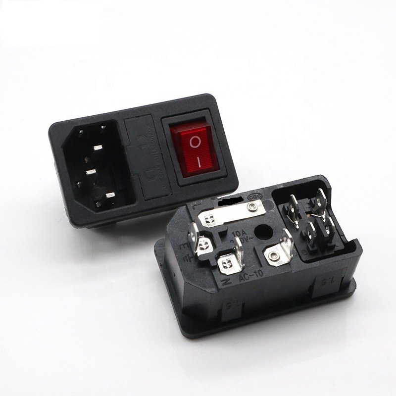 AC Inlet Male Plug Power Socket With Fuse Switch C13 C14 male socket panel ac dc socket
