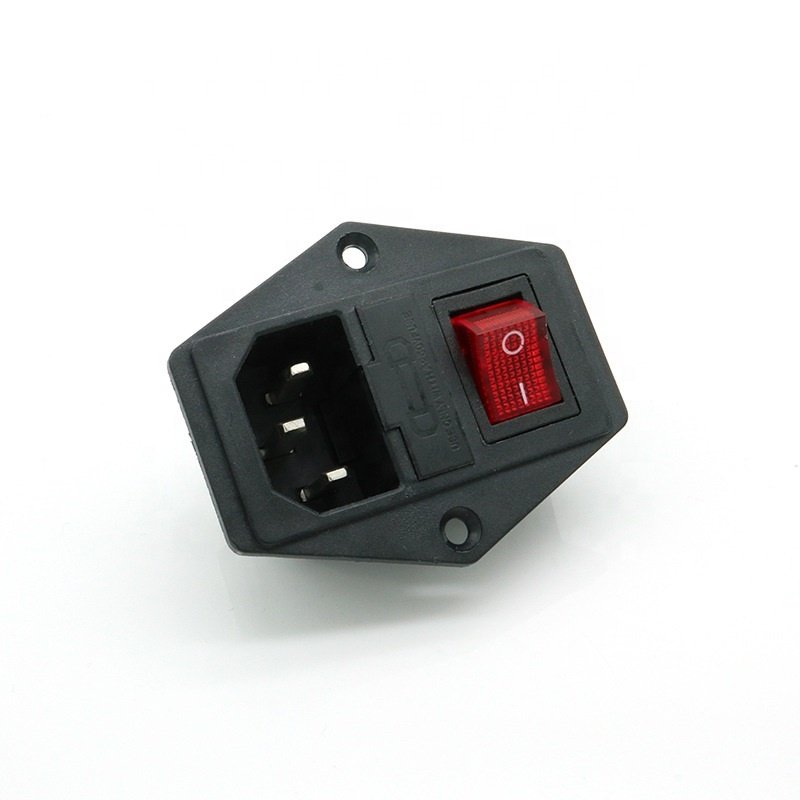 AC Inlet Male Plug Power Socket With Fuse Switch C13 C14 male socket panel ac dc socket