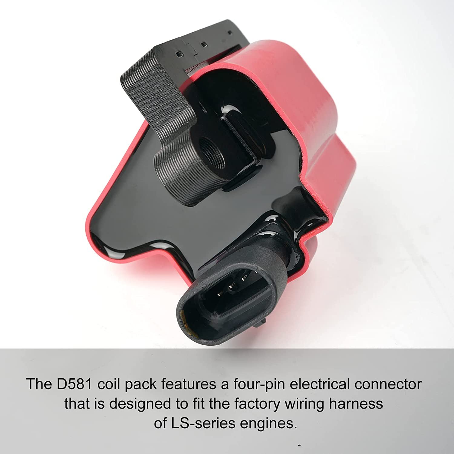D581 Square Coil Pack 24000Volts With 8mm Spark Plug Wires Fits For LS Series Engines For Chevy Silverado Tahoe GMC Sierra Yukon