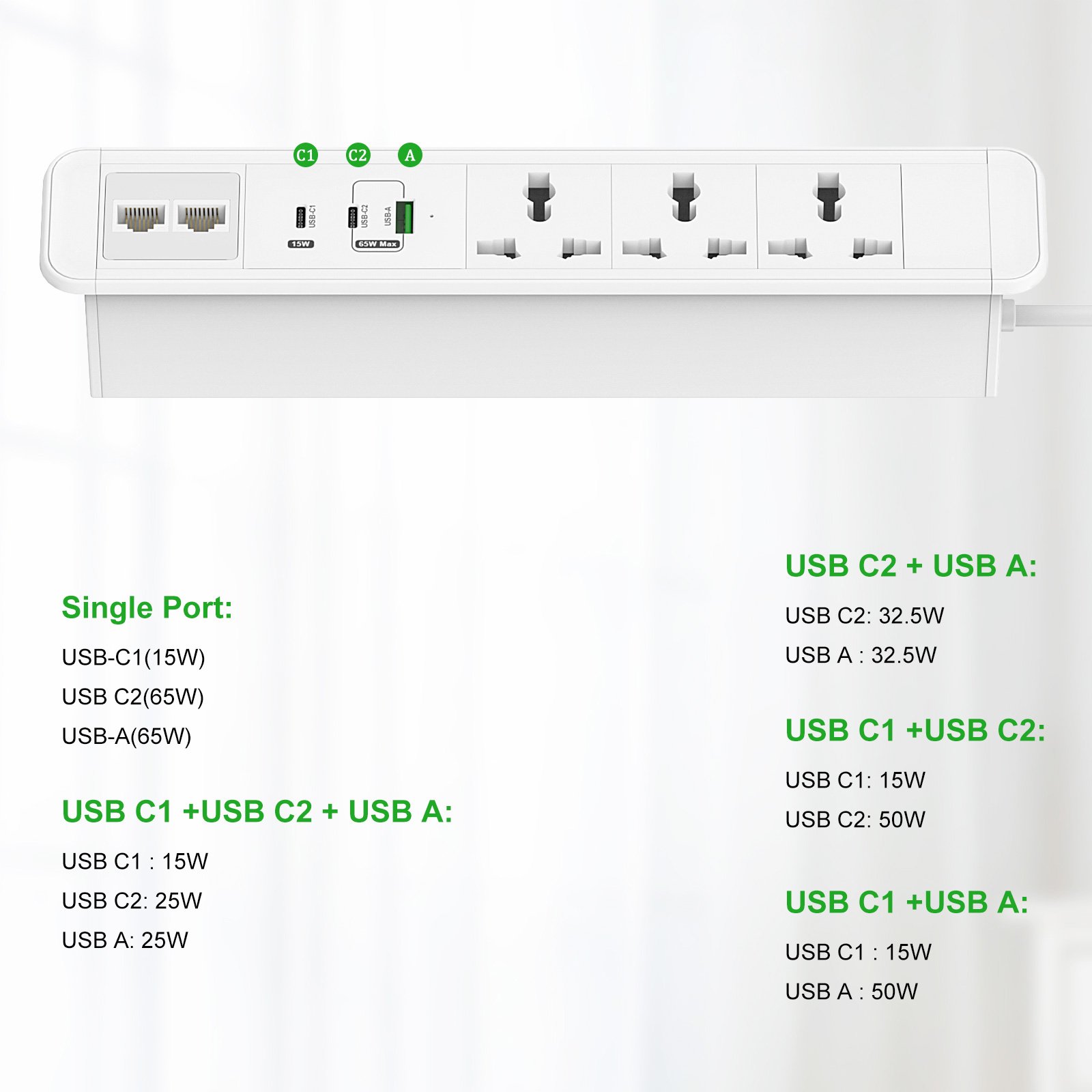 Universal Power Strip with Usb Port Type G Plugs And Sockets Furniture Hidden Power Outlet Desk Power Outlet Recessed