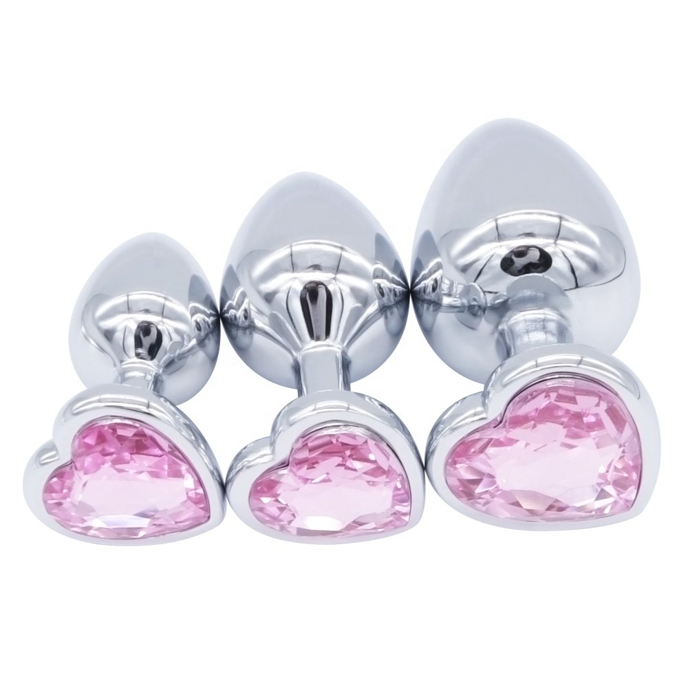 Hot Selling S M L Heart Crystal Jewelry Metal Anal Butt Plug Sex Toys Sex Toys for men women couple