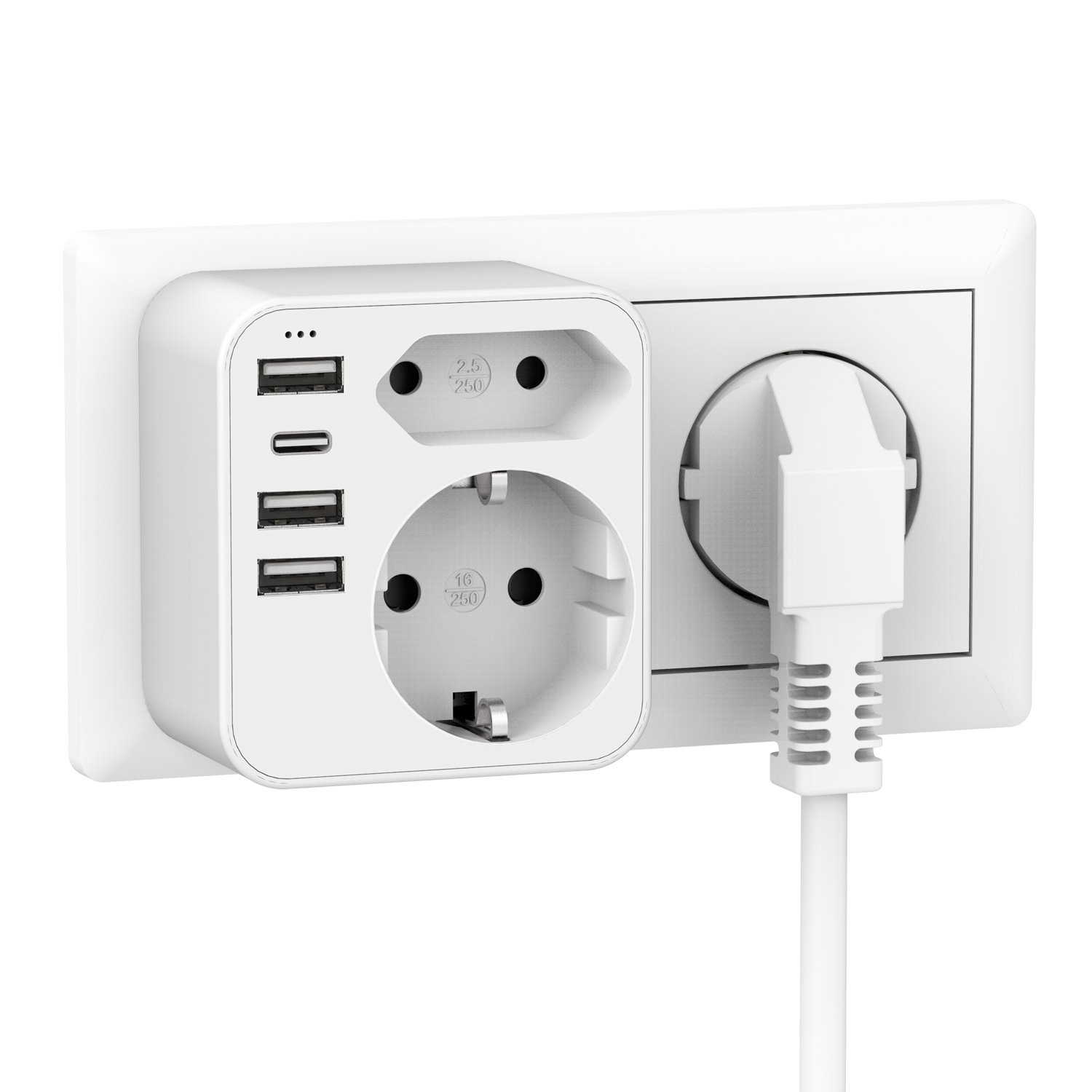 LEISHEN Fashion portable world universal travel adapter with three usb and type-c smart USB charger electrical plug socket
