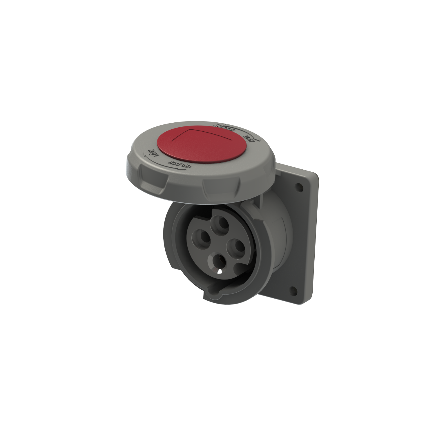 JH827 400v 16amp 4pin 6 phase ip67 red panel mounted plug