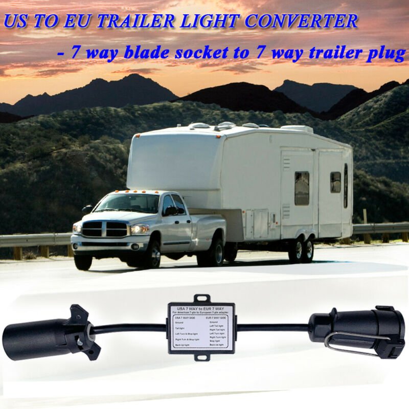 US to EU Trailer Light Converter 7 Pin flat Socket Trailer Plugs American Vehicle to 7 Way Trailer Plug