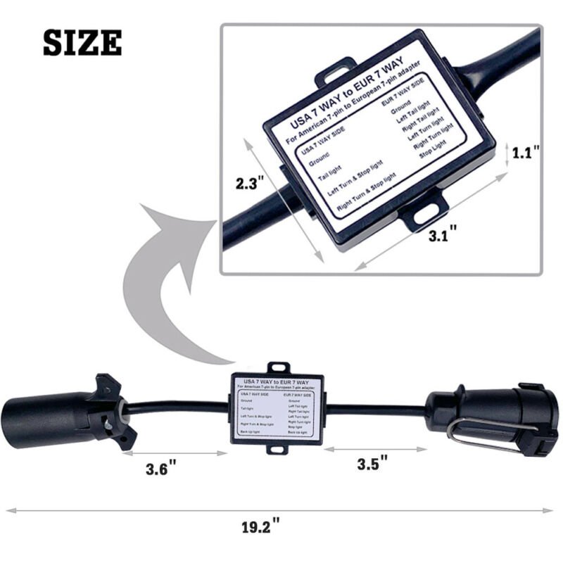 US to EU Trailer Light Converter 7 Pin flat Socket Trailer Plugs American Vehicle to 7 Way Trailer Plug