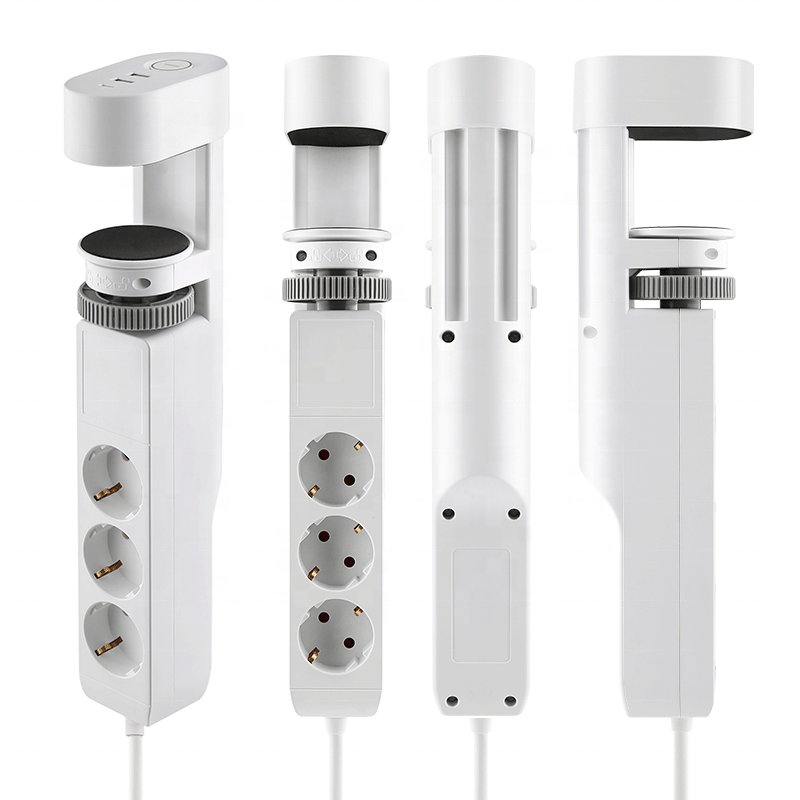 Factory Direct Sale Tuya Home Use 3 Pin EU Standard plug And Socket Drill Free Desk Power Strip With USB Port
