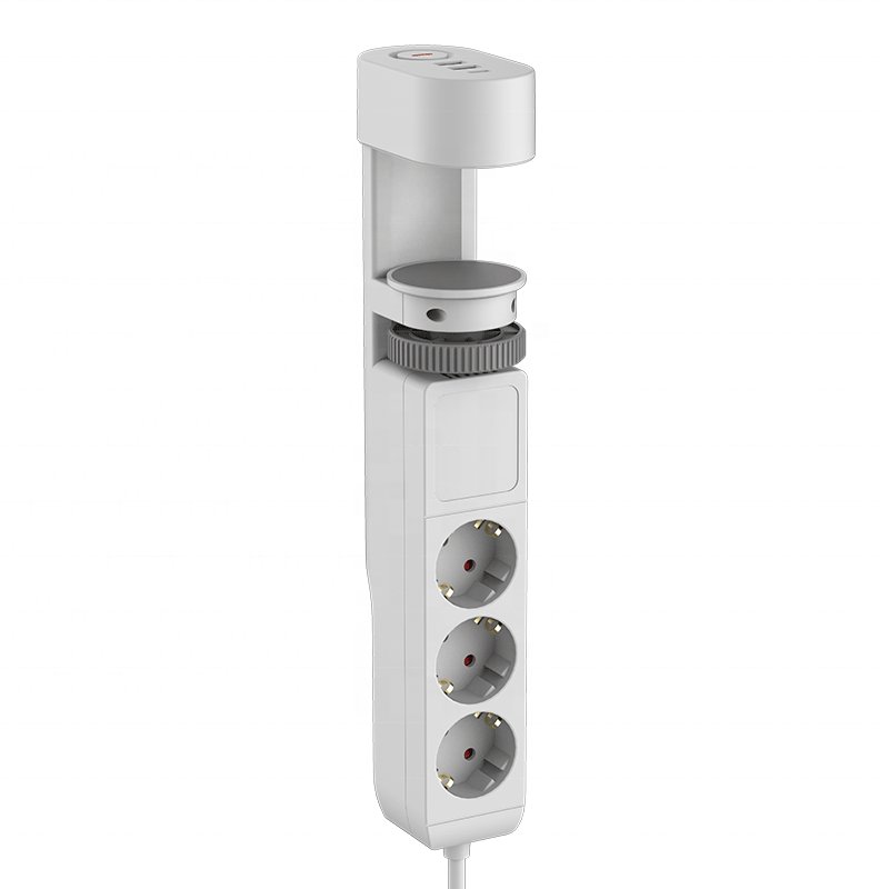 Factory Direct Sale Tuya Home Use 3 Pin EU Standard plug And Socket Drill Free Desk Power Strip With USB Port