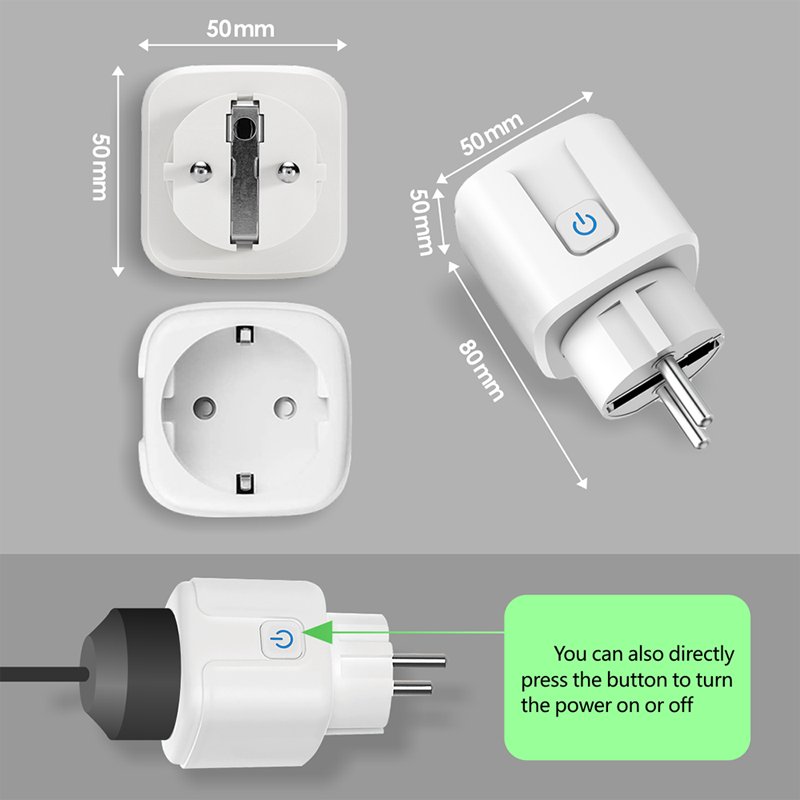 Tuya Smart Plug 16A 220V Wireless WiFi Smart Plug Electricity statistics Smart Socket EU Mini Socket Alexa Google control Socket
