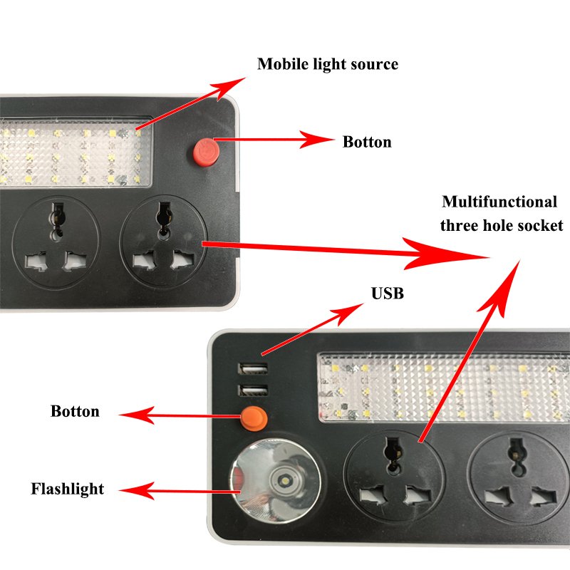 2023 Portable Emergency Multifunctional Plug in Charging Lighting Multi Hole Socket With Lamp