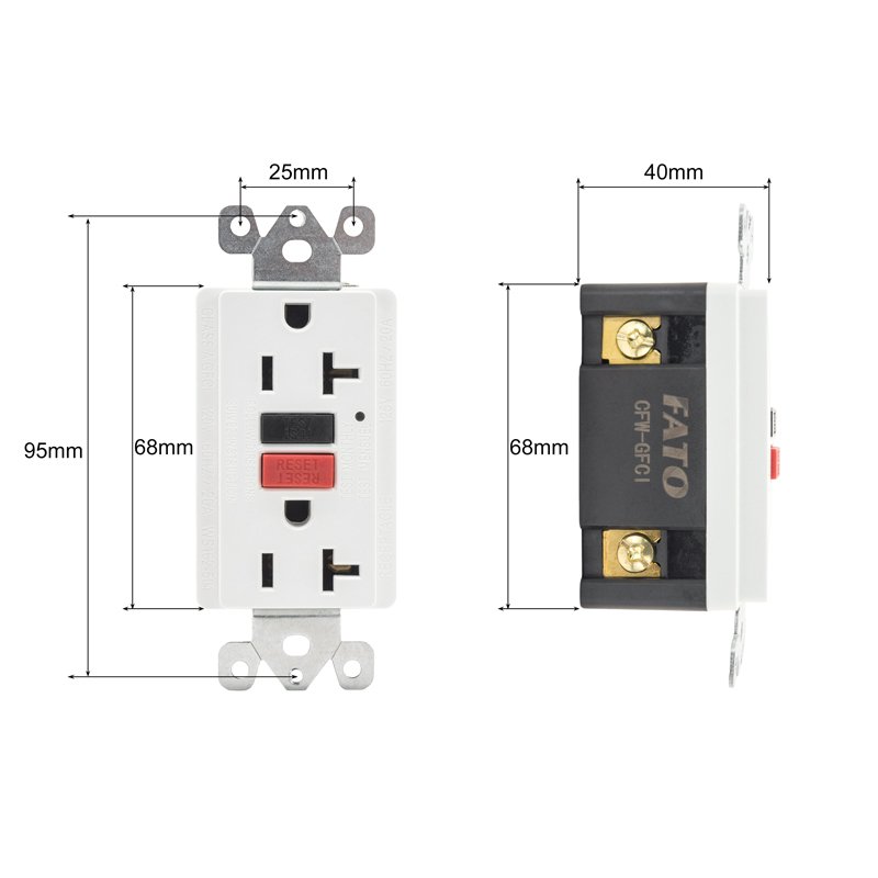 GFCI 20A 125V Ground Fault Leakage Protection Socket US Plugs Wall Outlet Customized Power Tomacorriente