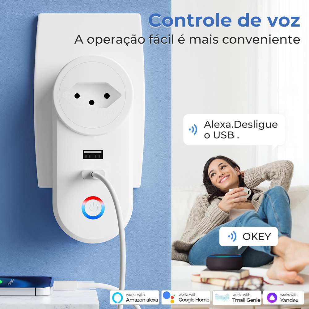 SMATRUL Brazil Plug 16A Outlet Adapter Charging Smart Life App Electrical For Google Home Alexa Tuya Wifi Smart USB Socket