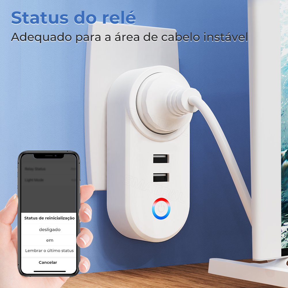 SMATRUL Brazil Plug 16A Outlet Adapter Charging Smart Life App Electrical For Google Home Alexa Tuya Wifi Smart USB Socket