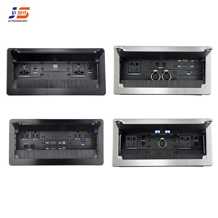 Black Hidden table Electrical junction box Multi plug Media Universal flush mounted power Socket outlet for conference/office