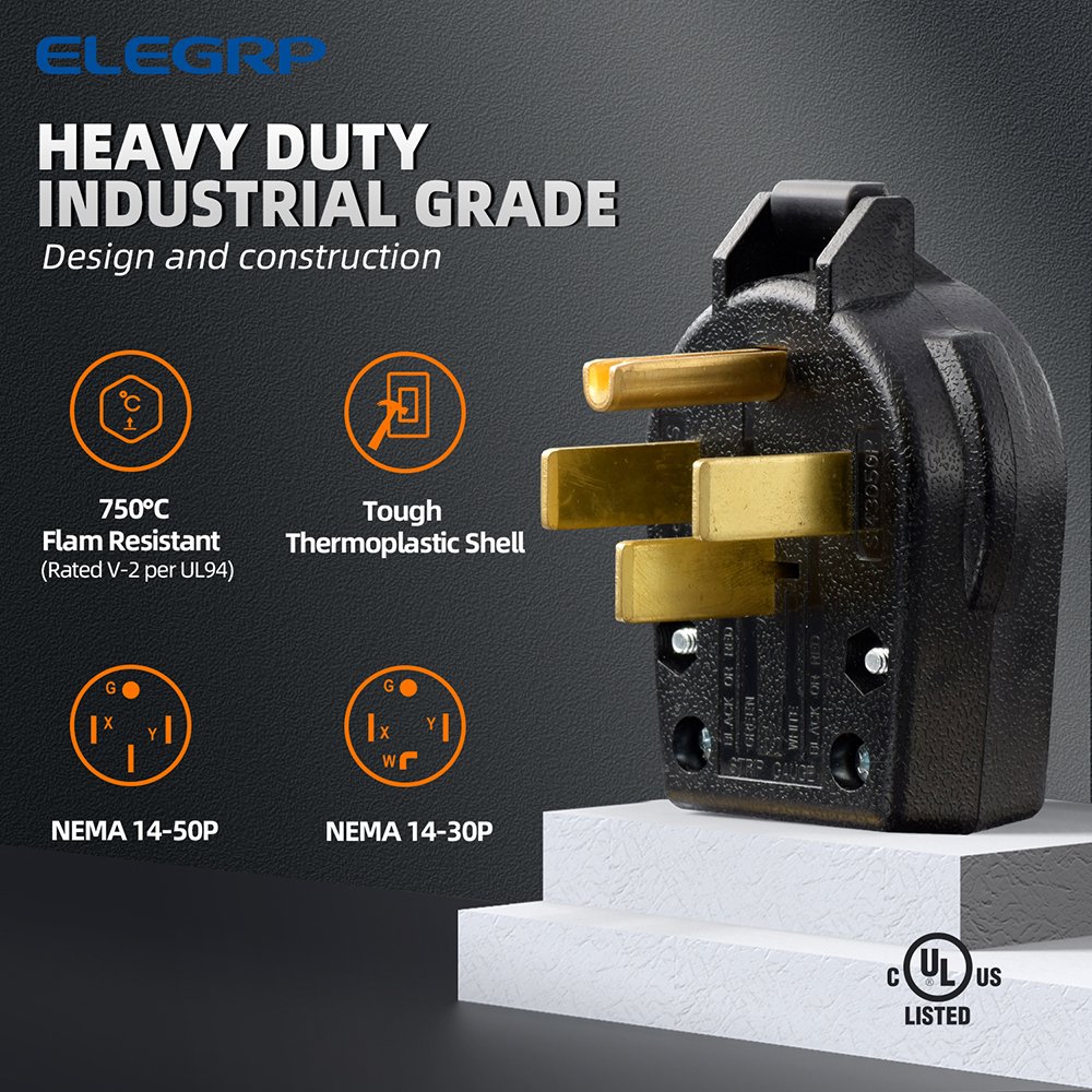 Top selling 4-Wire US Heavy-Duty 125V/250V multi pin UL&cUL electrical Nylon nema 14-50 male 50A angle plugs