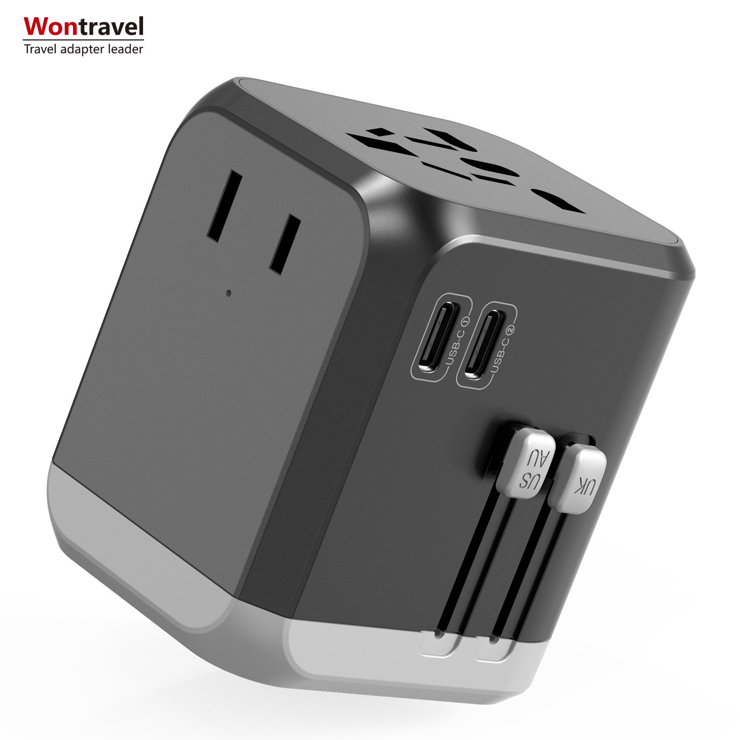All in one Adaptor EU AUS UK US Plug Dual AC Socket Universal 7.2A Fast Charger Type C Global Travel Adapter