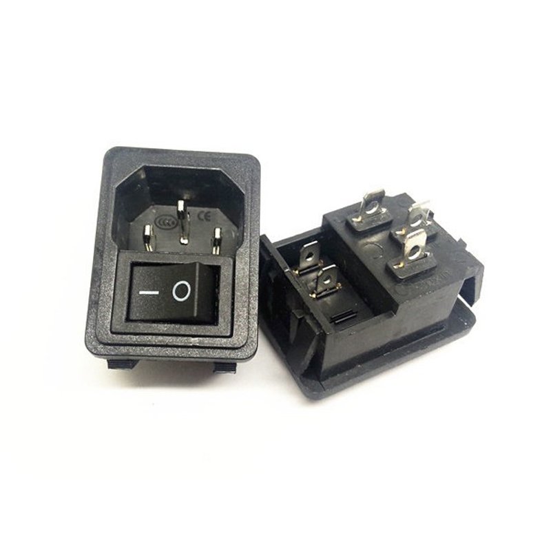 AC power socket with rocker switch 2-in-1 type 3 Pin AC-02A plug with/without light 2pin power switch socket
