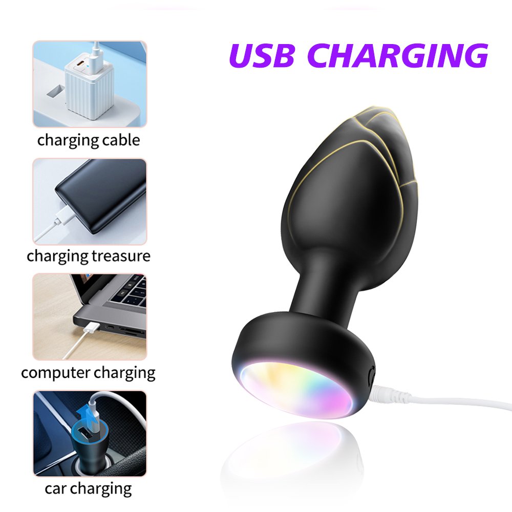 Vibrating Anal Plug Butt Plug Vibrator LED Light Male Prostate Massager Remote Control BDSM Adult Sex Toys for Men Women