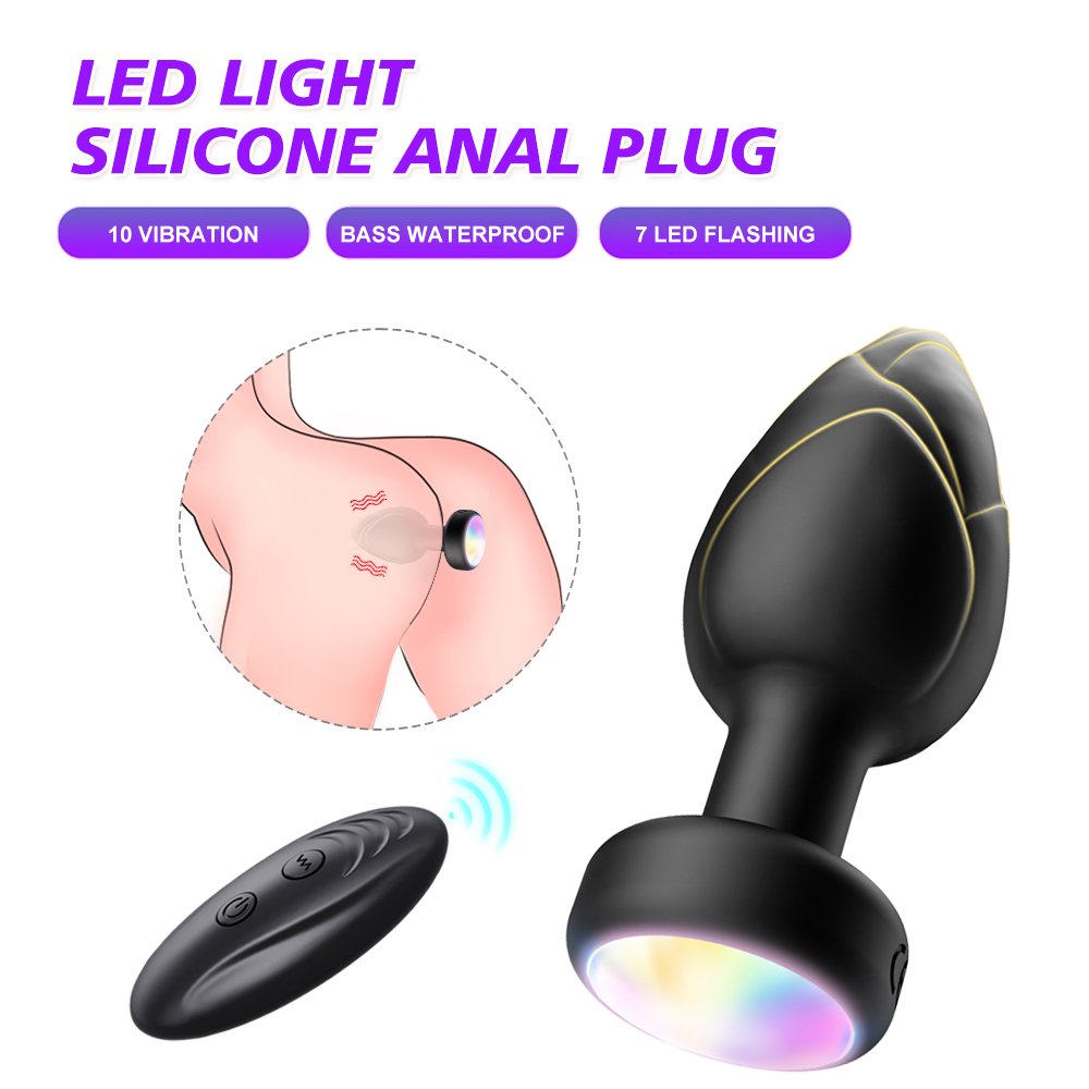 Vibrating Anal Plug Butt Plug Vibrator LED Light Male Prostate Massager Remote Control BDSM Adult Sex Toys for Men Women
