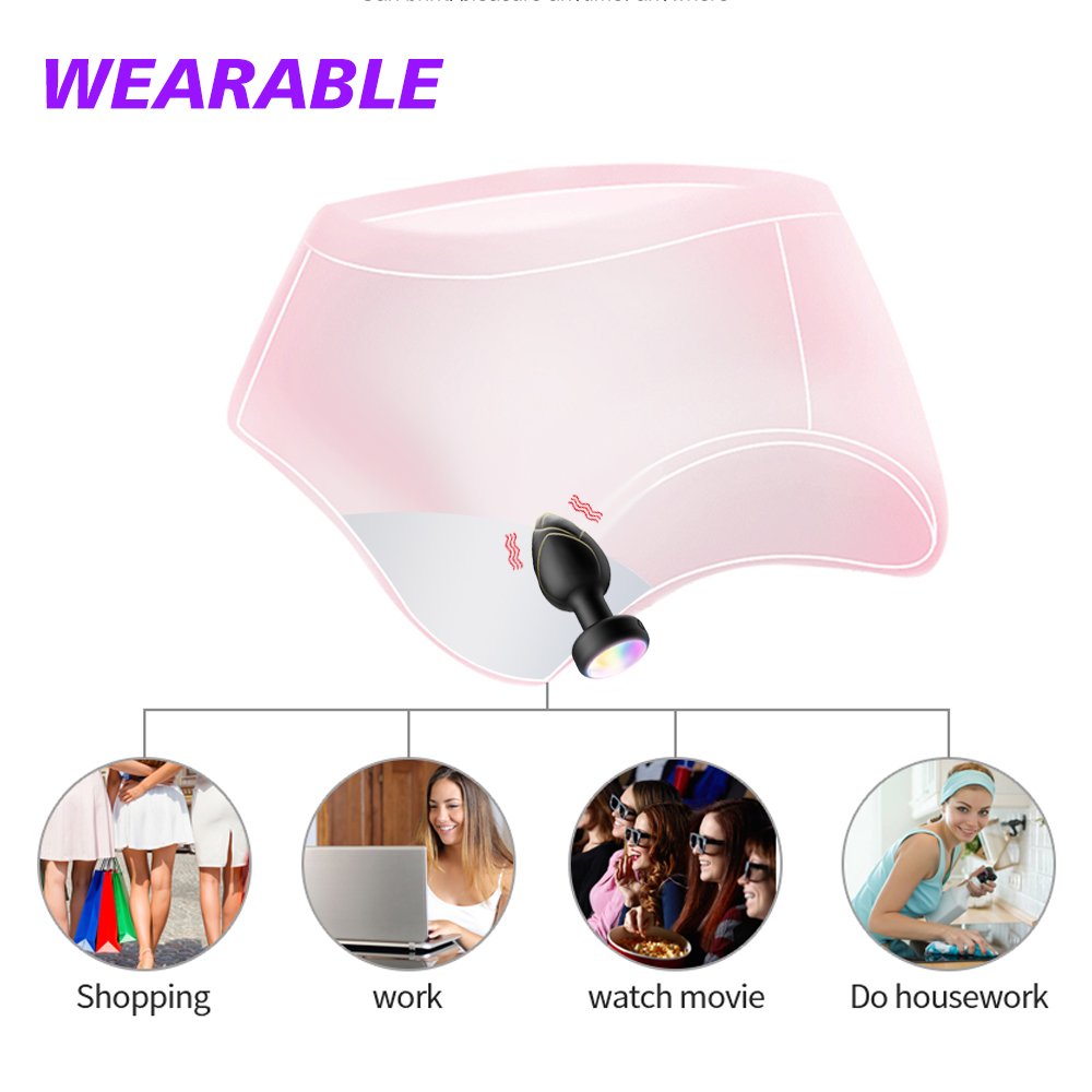 Vibrating Anal Plug Butt Plug Vibrator LED Light Male Prostate Massager Remote Control BDSM Adult Sex Toys for Men Women