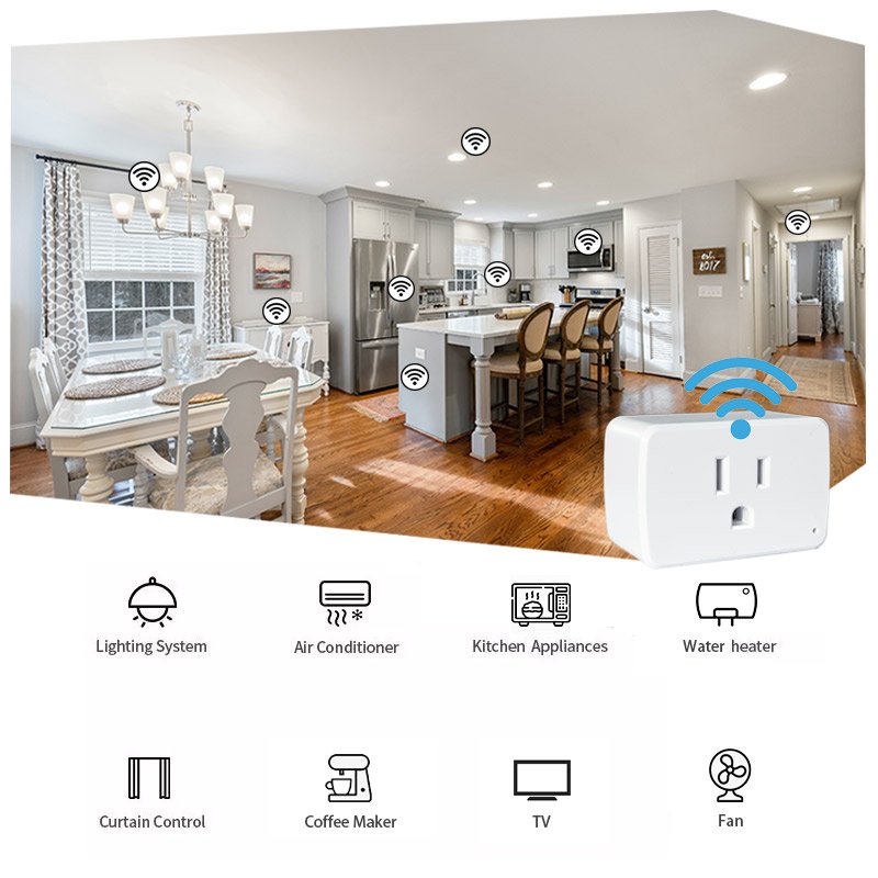 15A wlan rectangular remote control smart plug wifi tuya alexa us homekit universal home kitchen