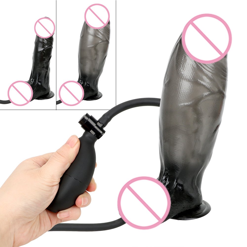 Free Custom Box - Inflatable Dildo With Pump Big Soft Dildos Suction Cup Large Realistic Penis Anal Plug Women Huge Butt