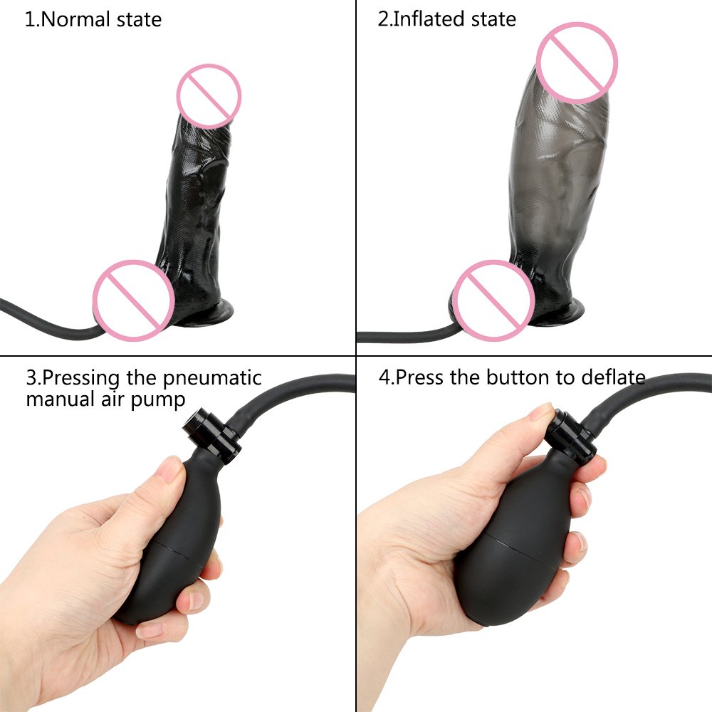 Free Custom Box - Inflatable Dildo With Pump Big Soft Dildos Suction Cup Large Realistic Penis Anal Plug Women Huge Butt