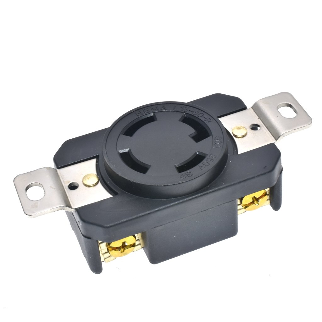 Black American 30A 125V/250V NEMA L15-30P L15-30R US 4-hole anti-off industry power plug socket inline wire connector