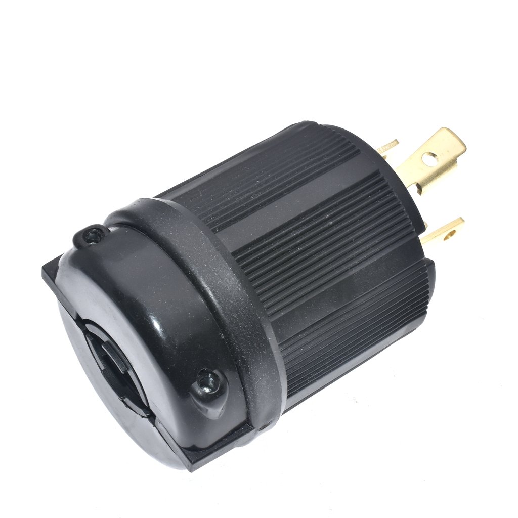 Black American 30A 125V/250V NEMA L15-30P L15-30R US 4-hole anti-off industry power plug socket inline wire connector