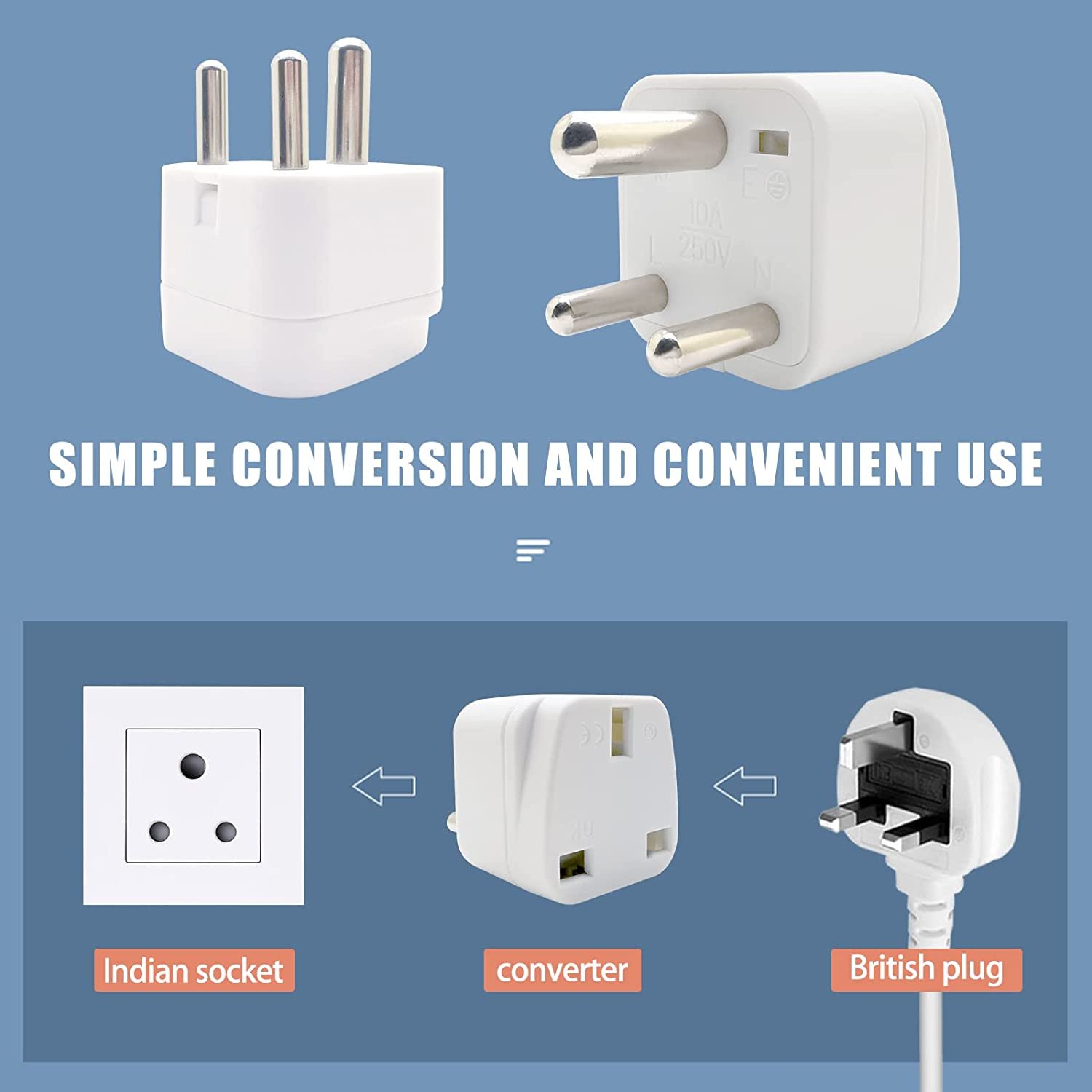 UK to South Africa india 3 pin AC Power Plug Converter type M Travel Adapter Charger