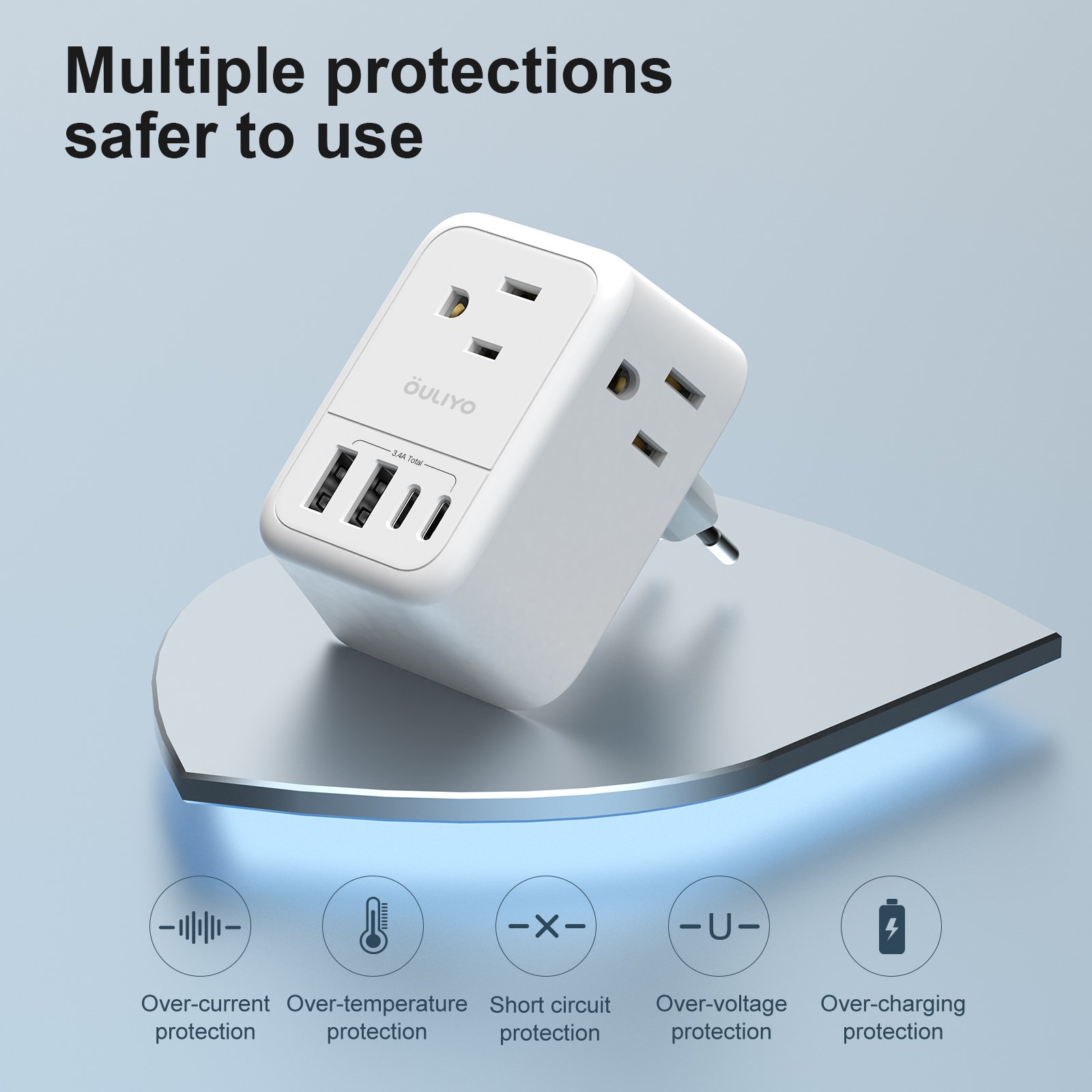 Portable EU Electrical Plug Socket Outlet Function control Power Socket Wall usb socket Multi Adapter Converter