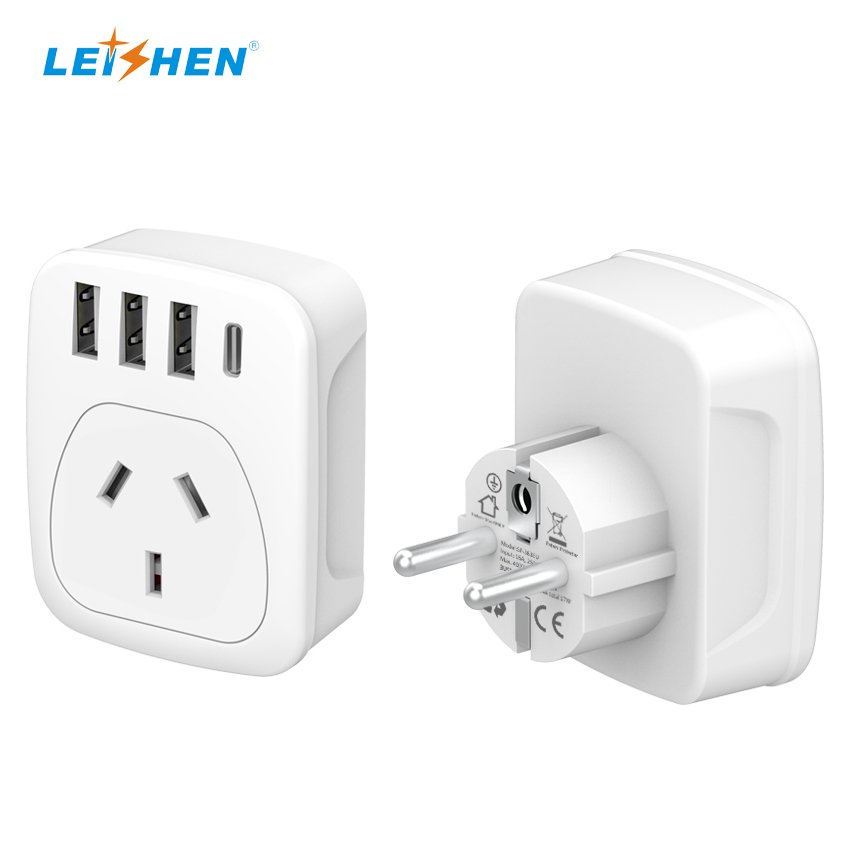 5 IN 1 Universal EU to UK Travel Adapter UKCA UK to European Plug Adapter with 2 USB Ports & 2 Type C 3.4A PD20W
