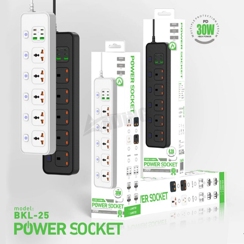 UK/US/EU plug 5 outlets universal standard socket with independent switch 2M wire 13A 250V 3250W power strip extension