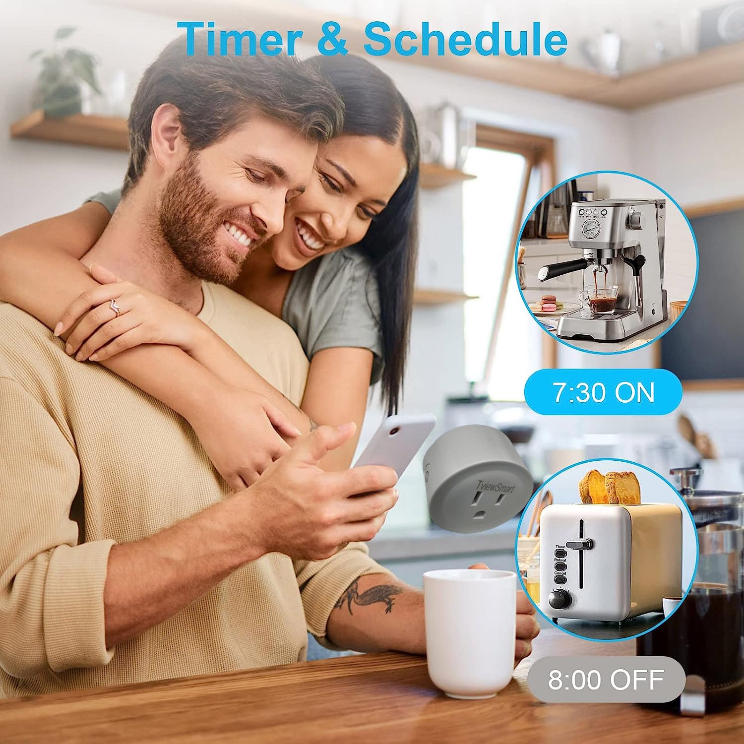 TviewSmart Smart Mini Plug, WiFi Electric Plugs Compatible with Alexa and Google Home, US