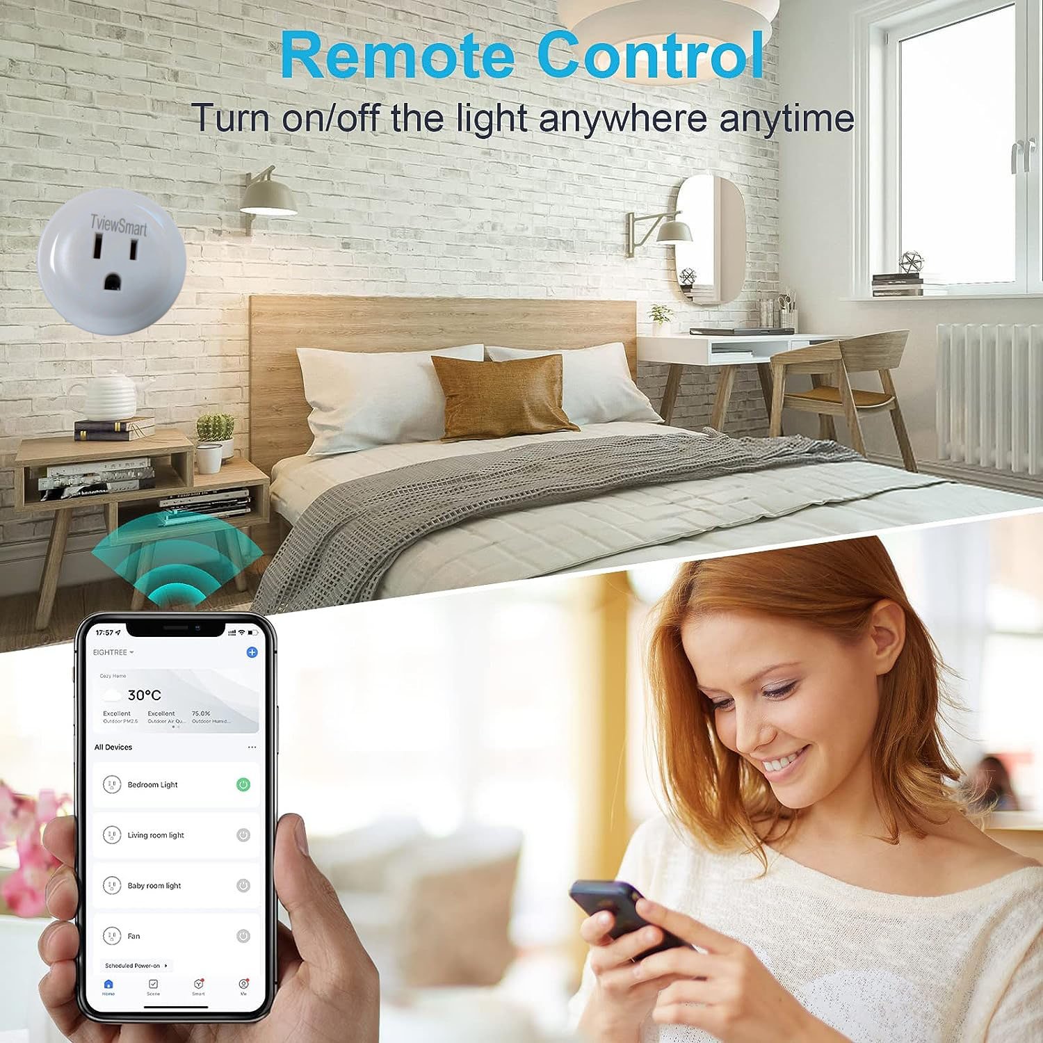 TviewSmart Smart Mini Plug, WiFi Electric Plugs Compatible with Alexa and Google Home, US