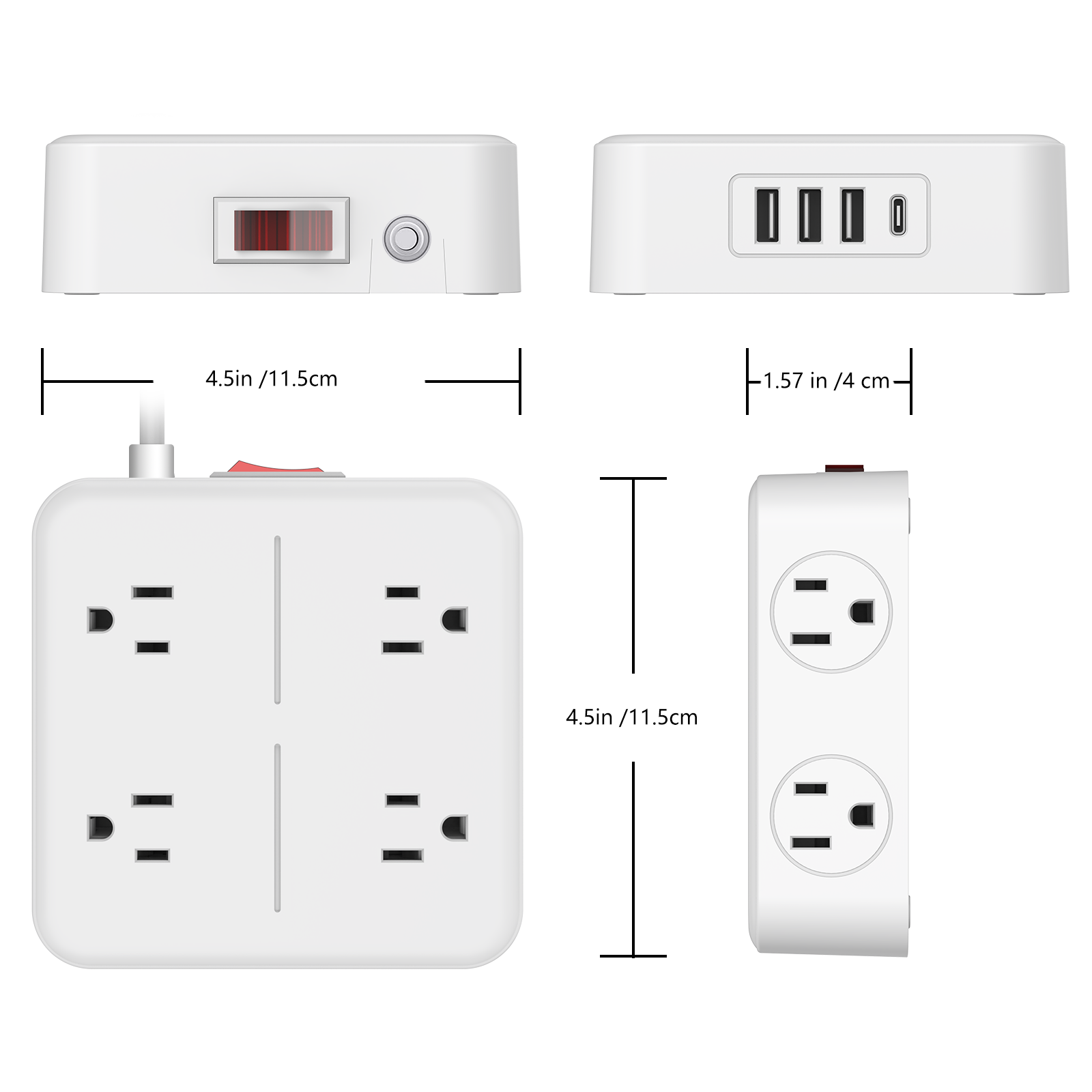 travel adapter Power Strip Us Standard Flat Plug Surge Protector Extension Cord Surge Protector Device For Usb