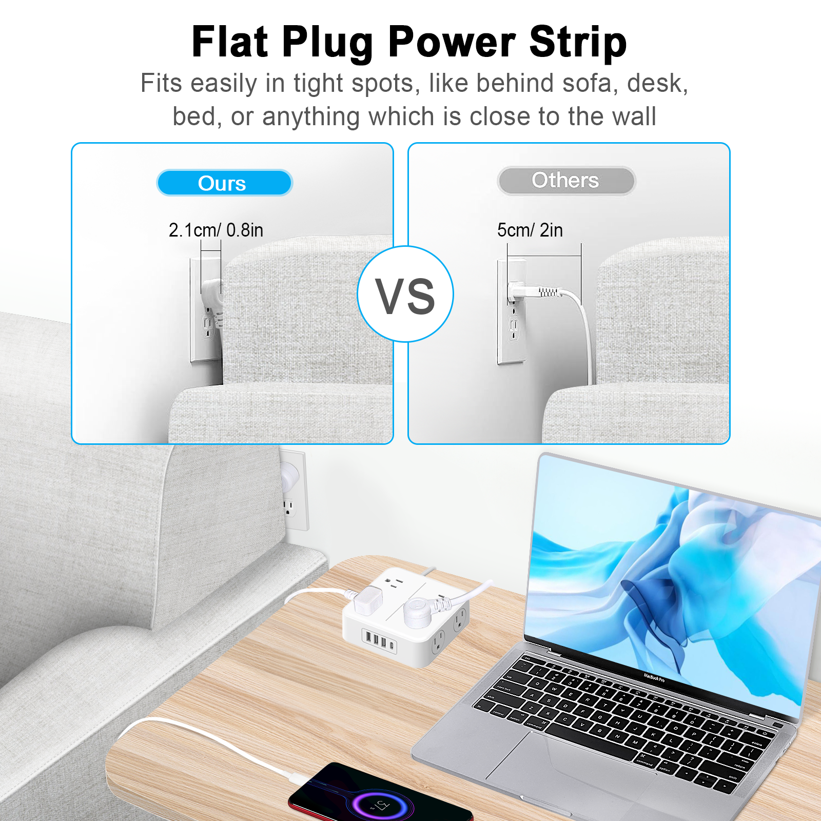 travel adapter Power Strip Us Standard Flat Plug Surge Protector Extension Cord Surge Protector Device For Usb