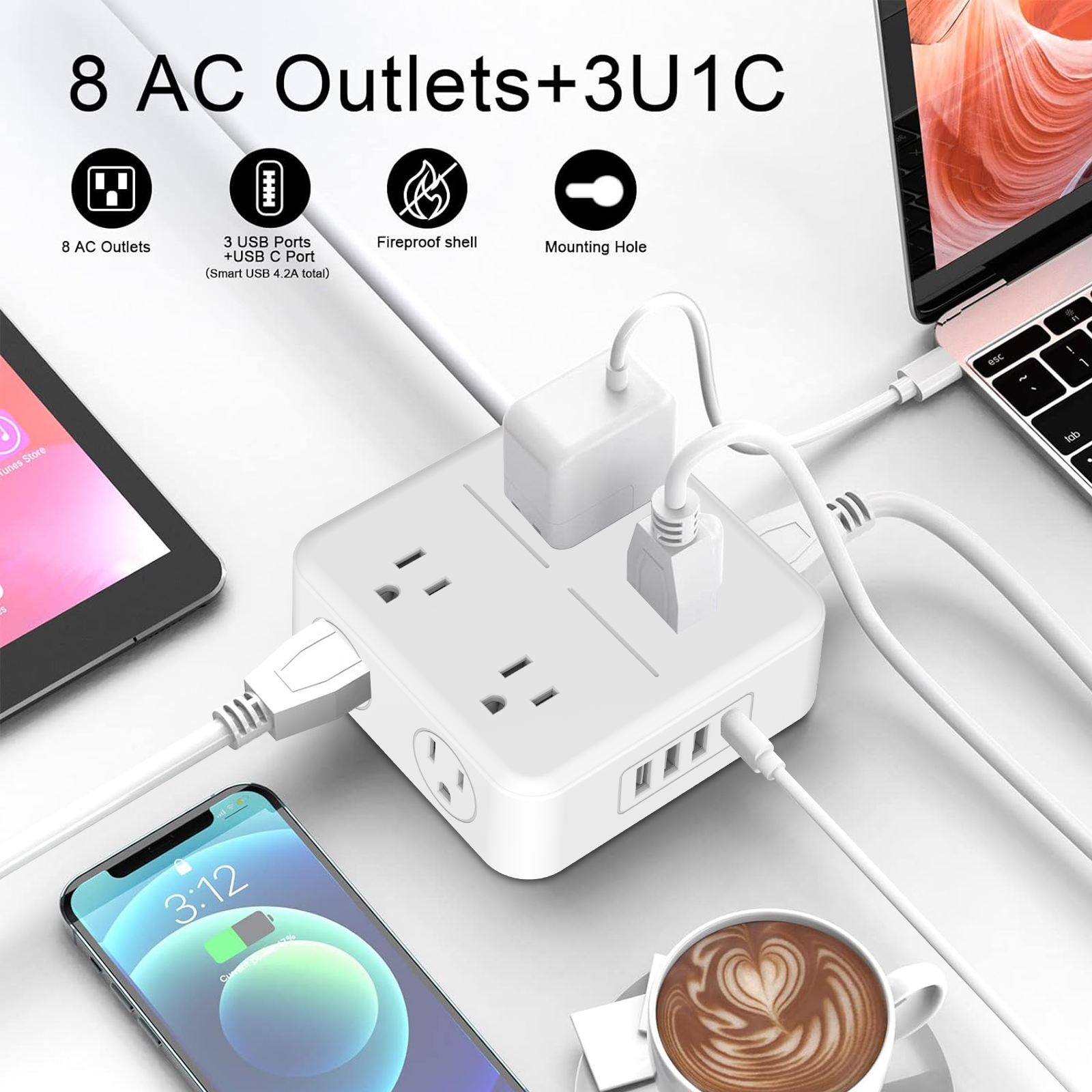 travel adapter Power Strip Us Standard Flat Plug Surge Protector Extension Cord Surge Protector Device For Usb