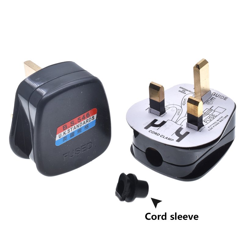 Wholesale BS UK type G wiring electrical plug 3 pins with 13A fused black power industrial plug top