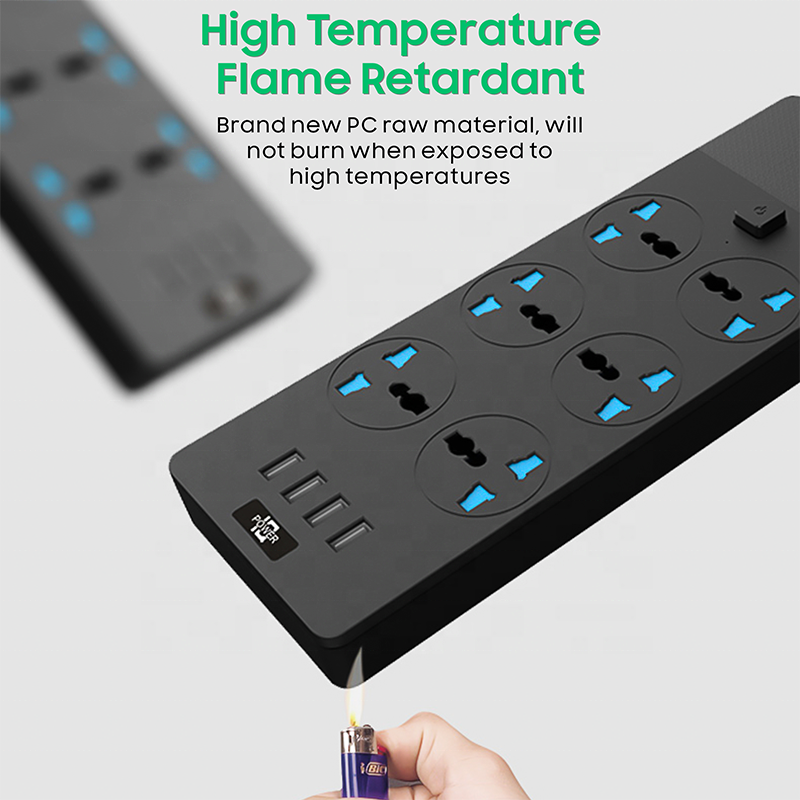 Ultra Thin Extension Cord with 4 USB 6 Outlets Desk Charging Station for Travel Office Dorm Room Plugs Sockets