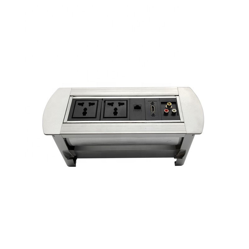 220V AC Low Voltage 180 Degree Rotating Desktop Socket Pop Up Table Box 3-Pin Plug Socket