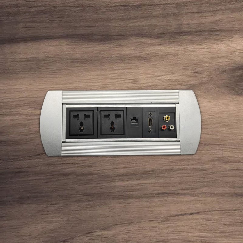 220V AC Low Voltage 180 Degree Rotating Desktop Socket Pop Up Table Box 3-Pin Plug Socket