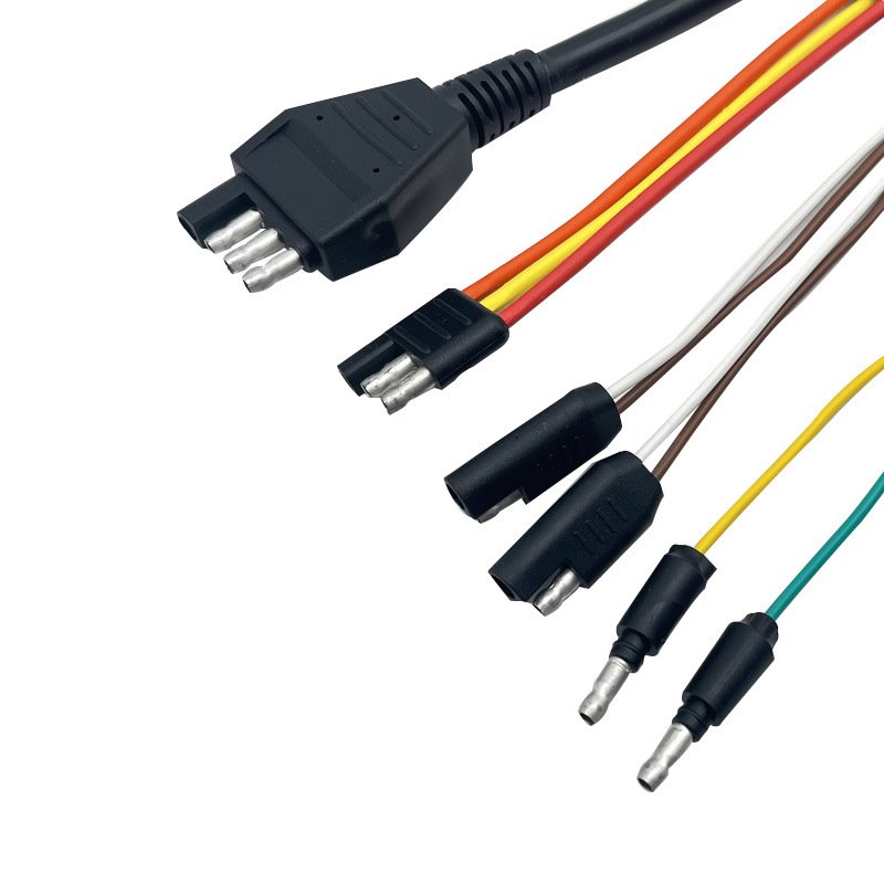 OEM SAE 1P 2P 3P 4P Trailer Plug Wiring Connector Socket Extension Cable 1/2/3/4 way Bullet Connector Cord Wiring Harness