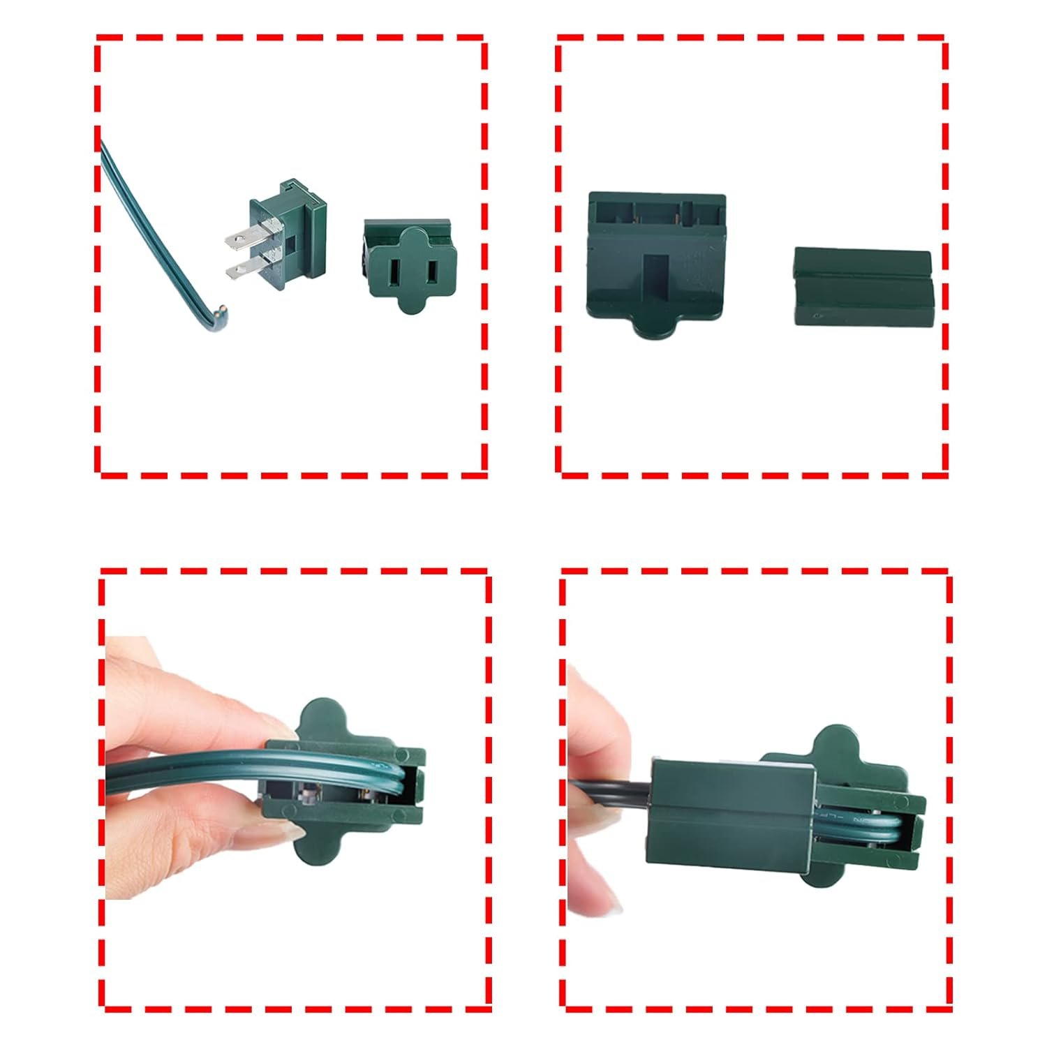 GY UL 125V Female plug for 18 gauge SPT-1 green wire ,snap on Vampire plug
